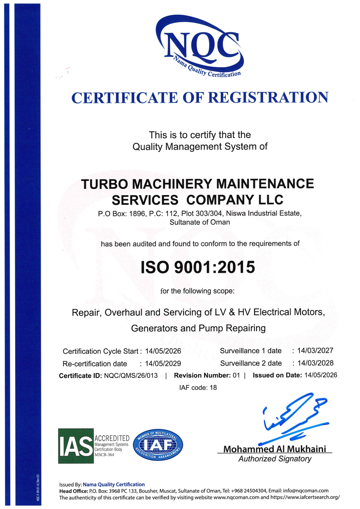 ISO 9001 certificate preview